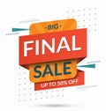 Big final sale banner. Up to 50 percent off sticker, label, badge. Vector background Royalty Free Stock Photo