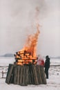 A big fire at the annual meeting of owners offroad Royalty Free Stock Photo