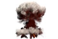 Big blast 3D illustration of detailed fire mushroom cloud explosion with flames and smoke, it looks like nuclear bomb or any other Royalty Free Stock Photo