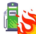 big fire next to the gas station. through the sound situation next to the gas station. Royalty Free Stock Photo