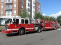 Big Firetruck Responding to a Fire at the Supermarket Royalty Free Stock Photo