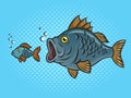 big fish chases small fish pop art vector Royalty Free Stock Photo