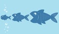 big fish eat little fish, food chain design, stock vector illustration Royalty Free Stock Photo