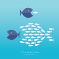 Big Fish Small Fish Teamwork Concept