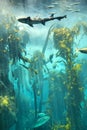 Big fish in underwater kelp forest Royalty Free Stock Photo