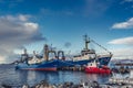 The big fishing ships at a pier