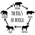 The Big Five of Africa icon set. Royalty Free Stock Photo