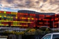 Big five star modern hotel Aquarius with colorful glassy facade in city center