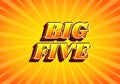 Big five. Text effect in gradient yellow orange color, 3D look. Yellow background Royalty Free Stock Photo