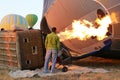 Big flame inside a balloon in Cappadocia, Turkey