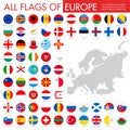 Big flat button flags set - European Countries Royalty Free Stock Photo