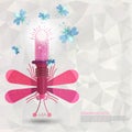 Big flat dragonfly with lamp and some glowworm near , generator ideas Royalty Free Stock Photo
