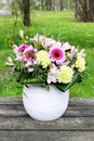 Big flower bouquet with carnations and gerberas