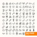 Big Food Black Thin Line Icon Set. Vector