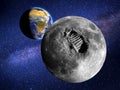 Big footprint or step on Moon surface in the universe. Image kindly provided by NASA Royalty Free Stock Photo