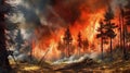 Big Forest fire. Generative AI
