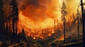 Big Forest fire. Generative AI