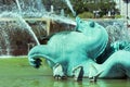 Big fountain in Chicago Downtown in a summer Royalty Free Stock Photo