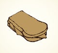 Loaf of long bread. Vector drawing Royalty Free Stock Photo