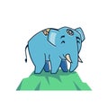 Big Friendly Happy Elephant Standing Rock Zoo Cartoon Character