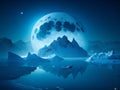 The big full moon over the snow mountain Royalty Free Stock Photo