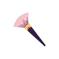 Big fun brush for makeup. Tool with wide bristle for applying powder on face. Paintbrush for beauty products. Cosmetics