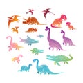 Big funny smiling vintage dinosaurs collection Royalty Free Stock Photo