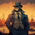 Big gangster cat boss with scary expression Royalty Free Stock Photo