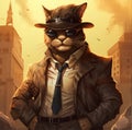 Big gangster cat boss with scary expression Royalty Free Stock Photo