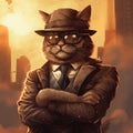 Big gangster cat boss with scary expression Royalty Free Stock Photo