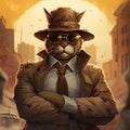 Big gangster cat boss with scary expression Royalty Free Stock Photo