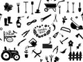 Big gardening pattern icons set and design elements.