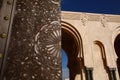 The Big Gate Titanium door of King Hussan II ,Mosque archways,Blue day in Casablanca, Morocco,Africa