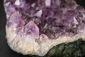 Big geode found in europe with white and purple crystals in the inside Royalty Free Stock Photo