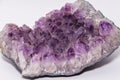 Big geode found in europe with white and purple crystals in the inside isolated Royalty Free Stock Photo