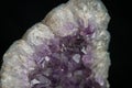 Big geode found in europe with white and purple crystals in the inside Royalty Free Stock Photo