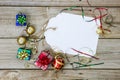 Big gift tag with holiday decorations Royalty Free Stock Photo