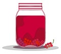 A jar of berry compote vector or color illustration Royalty Free Stock Photo