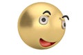Big Gold smile emoticon.3D illustration. Royalty Free Stock Photo