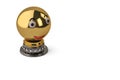 Big gold smile emoticon trophy.3D illustration.