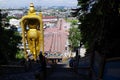 Big golden Buddha statue in front of the religious site of Batu Caves in Malaysia Royalty Free Stock Photo