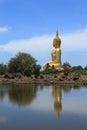 Big golden buddha statue sitting reflection on the water Royalty Free Stock Photo