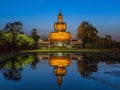 Big golden buddha statue sitting in thai temple Royalty Free Stock Photo