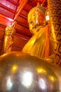 Big golden Buddha statue in temple at Wat Panan Choeng Royalty Free Stock Photo