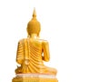 Big Golden Buddha statue in Thailand temple isolate on white background with clippingpath Royalty Free Stock Photo