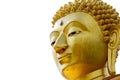 Big Golden Buddha statue in Thailand temple in white background with clipping path Royalty Free Stock Photo