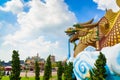 Big golden heaven Dragon at Pillar Shrine Suphanburi, Thailand, Royalty Free Stock Photo