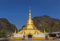 Big golden pagoda buddhist temple in paya thonzu district Kayin state, Myanmar Burma