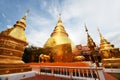 Big golden pagoda, Chedi with elephant at Wat Phra Singh,