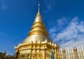 Big golden pagoda in wat phra that hariphunchai public temple Royalty Free Stock Photo